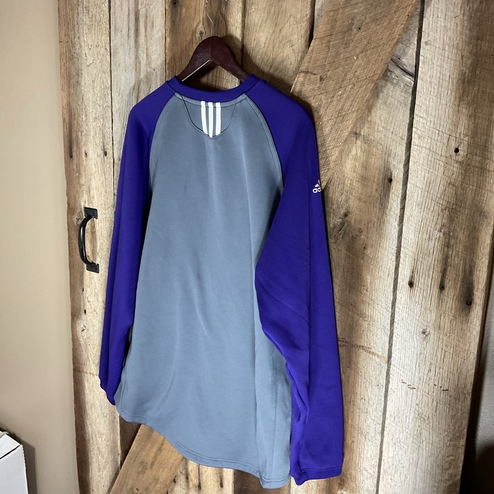 Adidas Men's Taylor University Gray and Purple Long Sleeve Shirt Size Large - Picture 5 of 5
